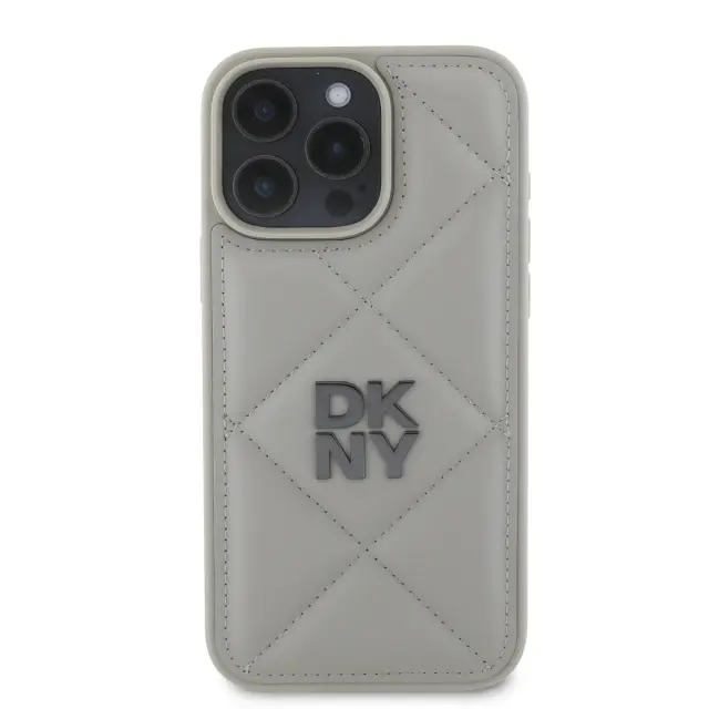 DKNY PU Leather Quilted Stack Logo Case for iPhone 16 Pro Max Grey 2
