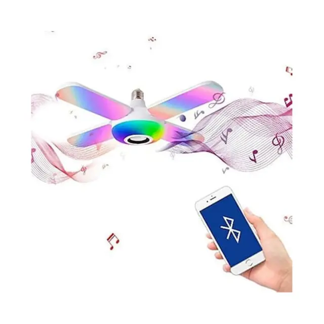 Έξυπνη Λάμπα Led Με Ενσωματωμένο Ηχείο Blutooth Με 4 Φτερά Και Τηλεχειριστήριο - Deformation music lamp 062169 2