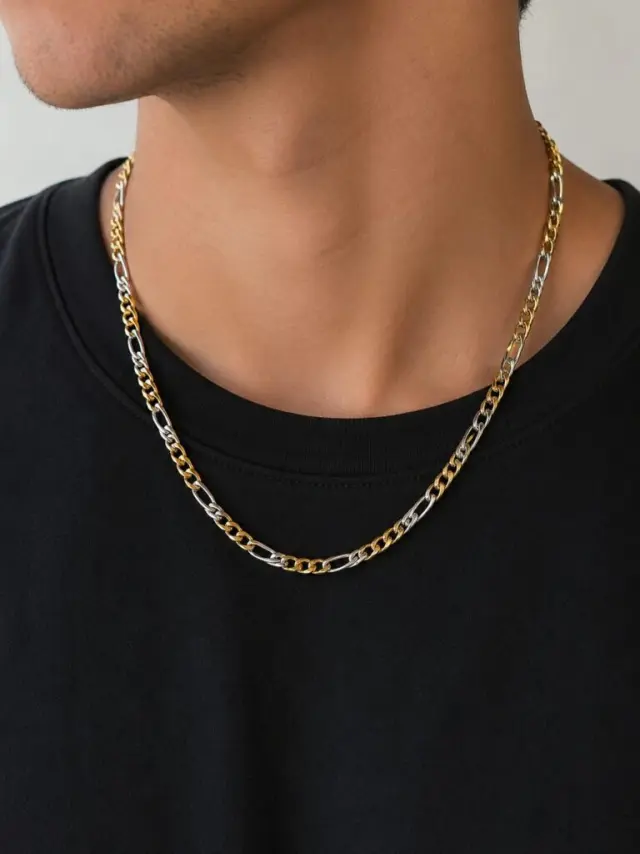 Ghetto Two-Tone Figaro Chain Necklace – 50cm 2