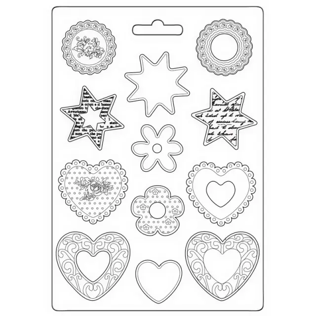 Καλούπι εύκαμπτο A4, 21x29cm, Stamperia, Blueland, Star and heart