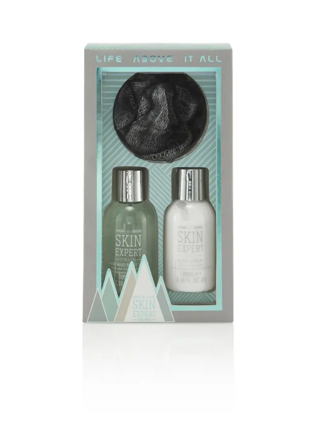 Style & Grace Skin Expert Mini Shower Kit Gift Set 100ml Body Lotion + 100ml Hair & Body Wash + Shower Flower