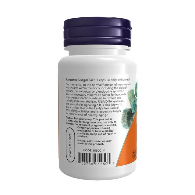 Now Foods Zinc Picolinate 50mg 60 φυτικές κάψουλες 3