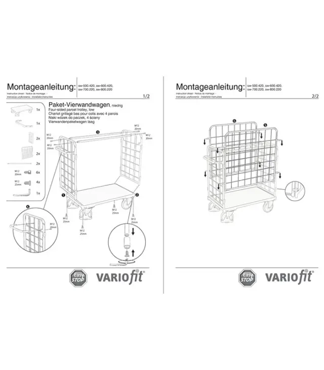 Variofit sw-500.420 Τρόλεϊ Μεταφοράς 4 Πλευρών για Φορτίο Βάρους ως 400kg 2