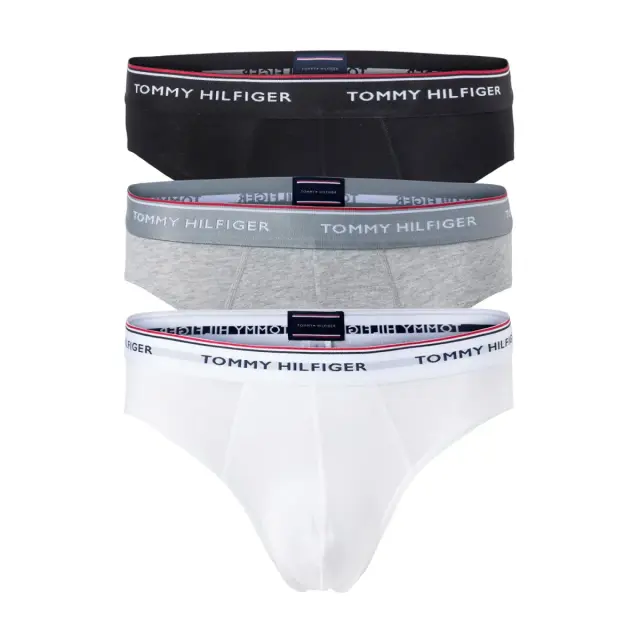 Tommy Hilfiger Ανδρικό Σλιπ Stretch Brief - Τριπλό Πακέτο, Χρώμα Μαύρο/Λευκό/Γκρι