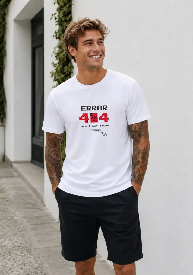 T-shirt Noshame® Λευκό με τύπωμα Error 404 - 3026061 - XXL