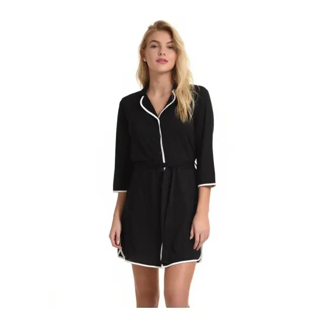 Miss Rosy Γυναικείο Νυχτικό Κουμπιά Infinity, Χρώμα Μαύρο - 2XL