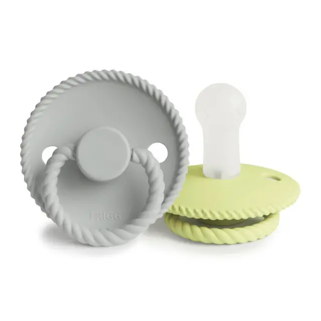 Σετ 2 Πιπίλες Σιλικόνης FRIGG Rope Silver Gray/Green Tea 6-18 Μηνών Baby Oliver