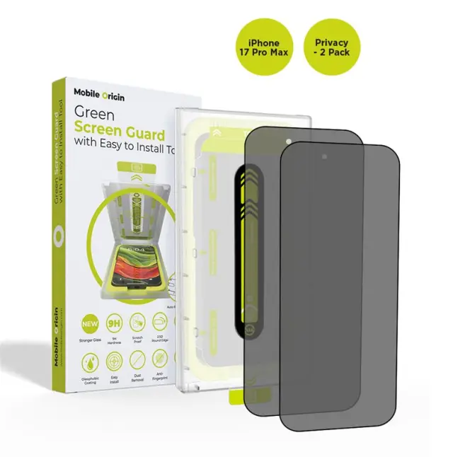 Mobile Origin Screen Guard Privacy with easy applicator, 2 pack - iPhone 17 Pro Max