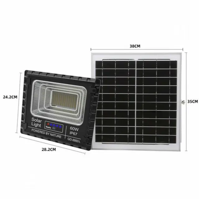 Στεγανός Ηλιακός Προβολέας IP67 Ισχύος 60W με Τηλεχειριστήριο σε Μαύρο χρώμα GD-8860L 3