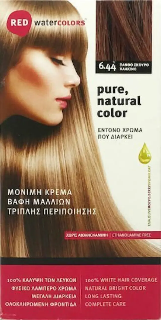 Red Water Colors Βαφή Μαλλιών Χάλκινο Ξανθό Σκούρο Νο6.44, 155ml