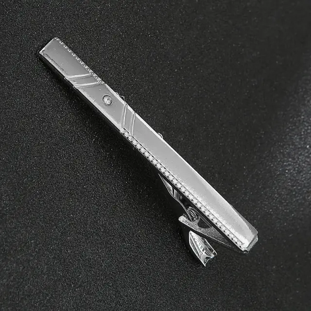 Ασημί Κλιπ Γραβάτας 6 cm με Στρας – LGD-TC/60 2