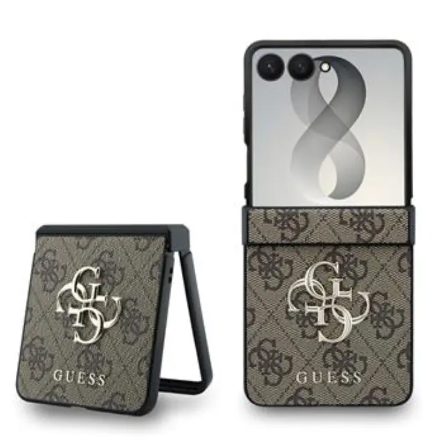 Guess PU 4G Metal Logo Case for Samsung Galaxy Z Flip 8 Brown