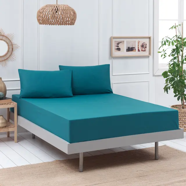 Ζεύγος Μαξιλαροθήκες 52x73 Beauty Home Art 1999 100% βαμβακερό- Πετρόλ