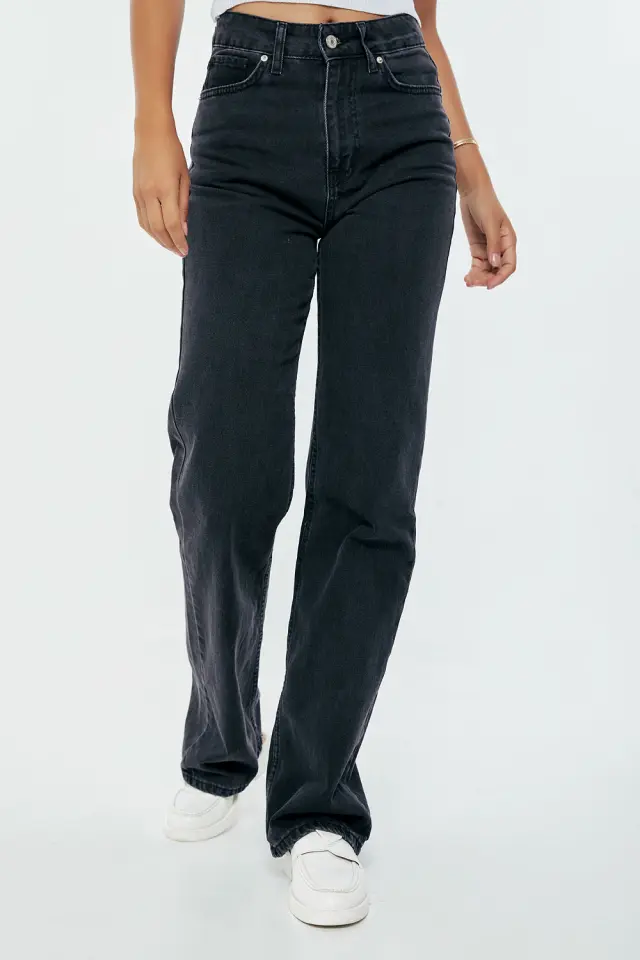Παντελόνι Jean Wide Leg Ψηλόμεσο Μαύρο Μαύρο