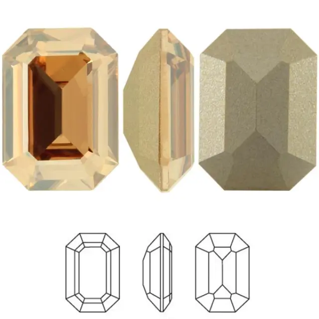 Swarovski 4610 Curved Back Octagon Fancy Stone Crystal Golden Shadow 14x10mm - 2τεμ