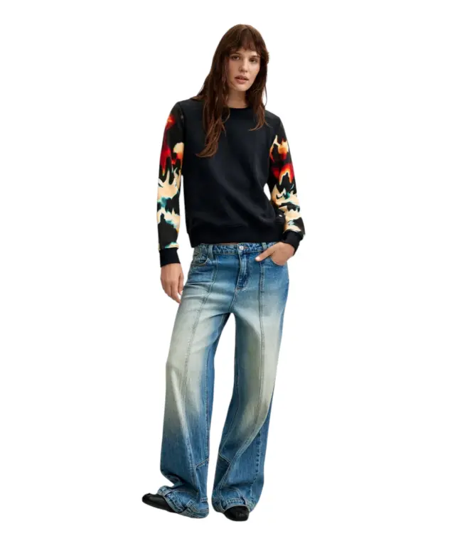 Desigual - Γυναικείο Φούτερ Estocolmo 26WWSK08-2000 Μαύρο με Σχέδια - XS