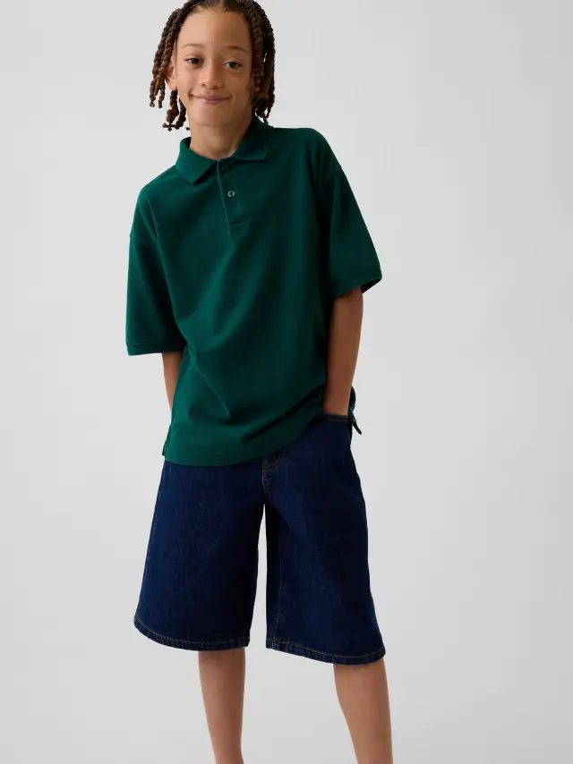 Παιδική Μπλούζα Polo Χαλαρής Γραμμής Green pine