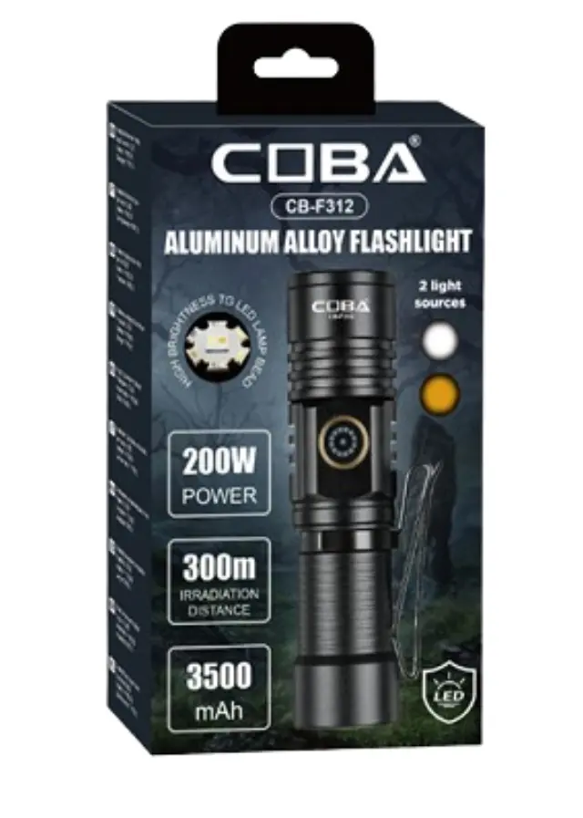 Επαναφορτιζόμενος Φακός Αλουμινίου COBA CB-F312 BL-CB-F312 2