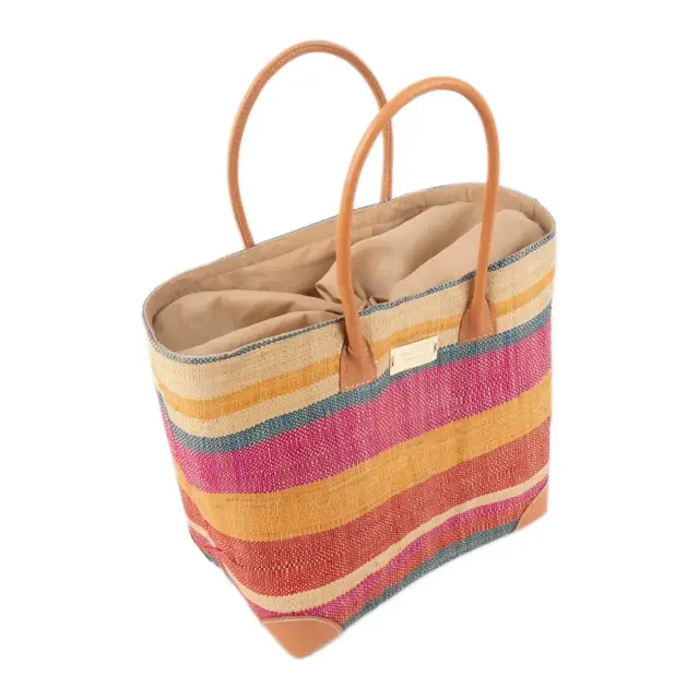 Rock Club Γυναικεία Τσάντα Χειροποίητη Tote Bag Raffia 30x28x18εκ, Χρώμα Πολύχρωμο - ONESIZE 2