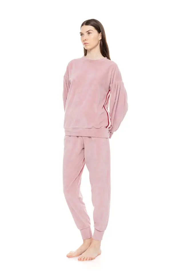 W1663 - Baby Pink - HOMEWEAR VELVET STRIPE 2