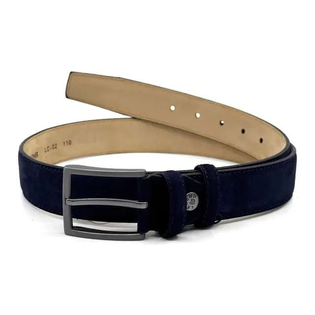 Μπλε Δερμάτινη Ζώνη Nubuck Suede 3,5 cm - 135cm