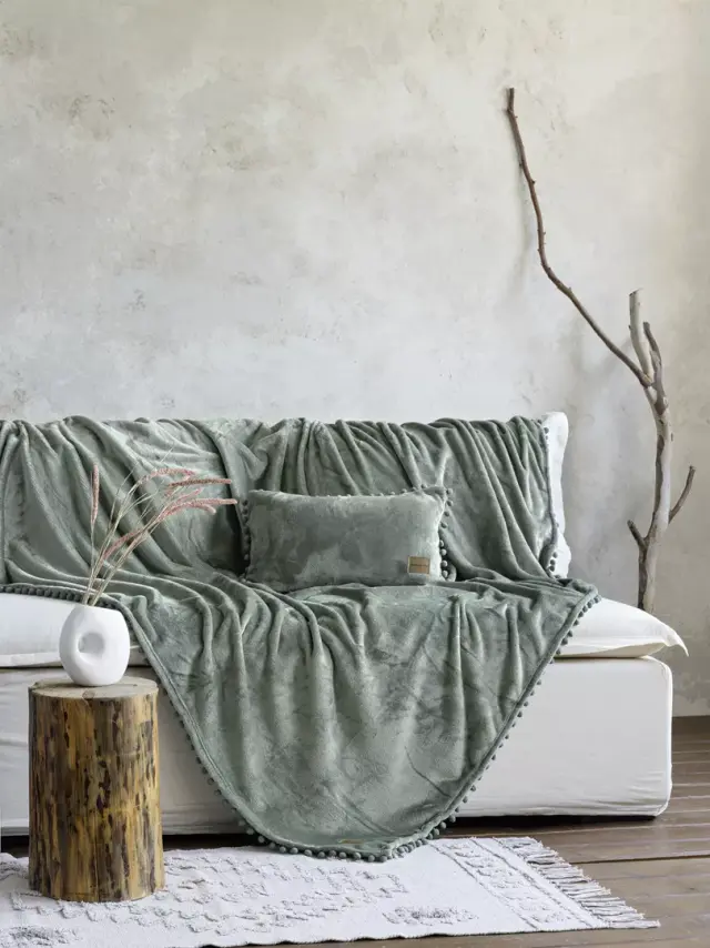 Ριχτάρι Τριθέσιο 180Χ300 Nima Macia Sage Green 100% Πολυέστερ
