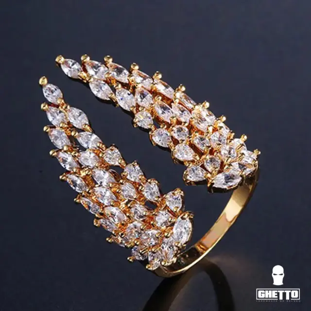 Ghetto Angel Adjustable Ring 925 Silver Plated 18k Gold Gold