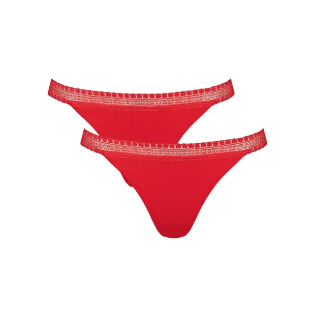 Sloggi Γυναικείο Slip GO Ribbed H Tanga - Διπλό Πακέτο, Χρώμα Campari - XL
