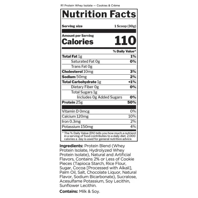 Rule1 R1 Protein Whey Isolate cookies-cream, 1-5-lbs 2