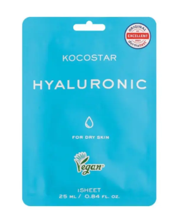 KOCOSTAR Hyaluronic Face Sheet Mask Εμποτισμένη Μάσκα Θρέψης και Ενυδάτωσης για Ξηρές Επιδερμίδες 1τμχ