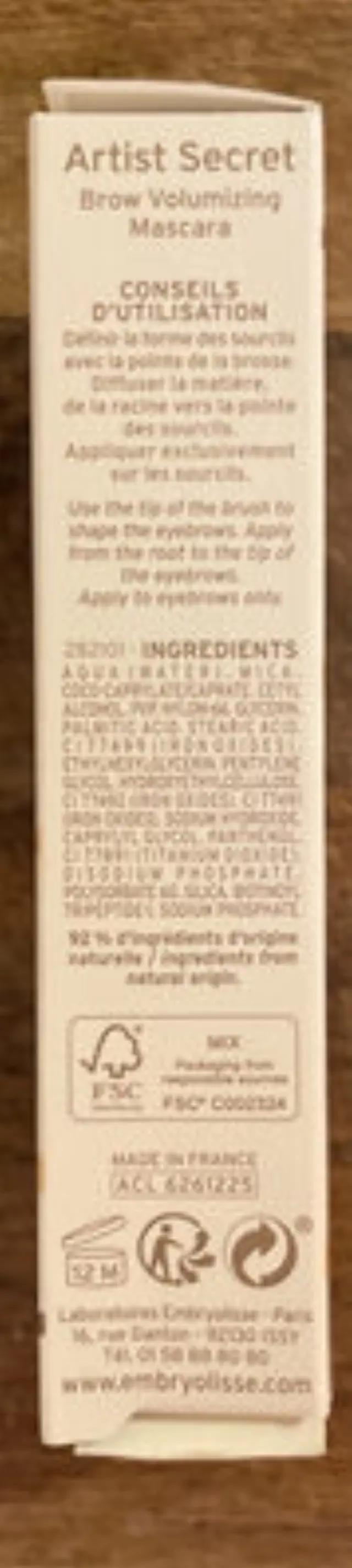 Embryolisse Artist Secret Brow Volumizing Mascara Deep Brown Μάσκαρα Φρυδιών σε Καστανό Σκούρο, 5ml 2