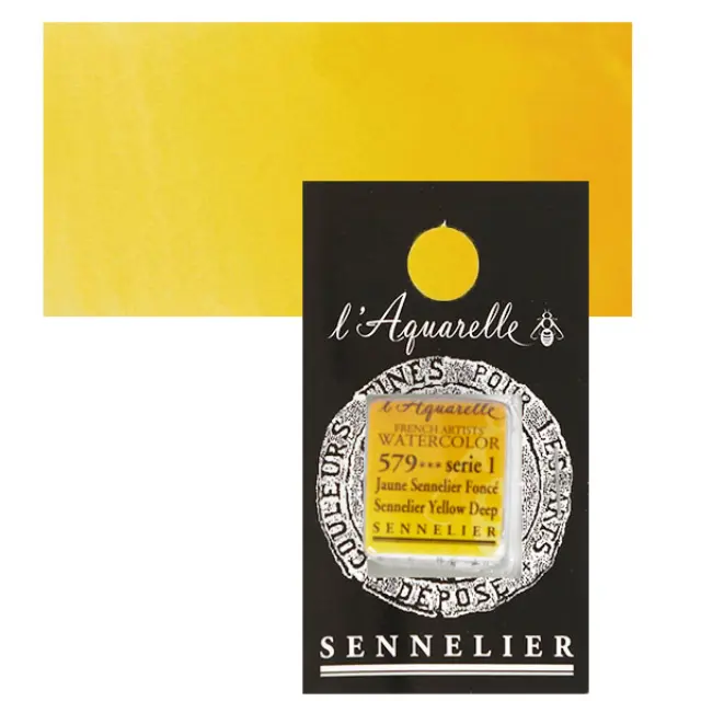 Χρώμα Ακουαρέλας Sennelier l Aquarelle Half Pan - 579 Sennelier Yellow Deep