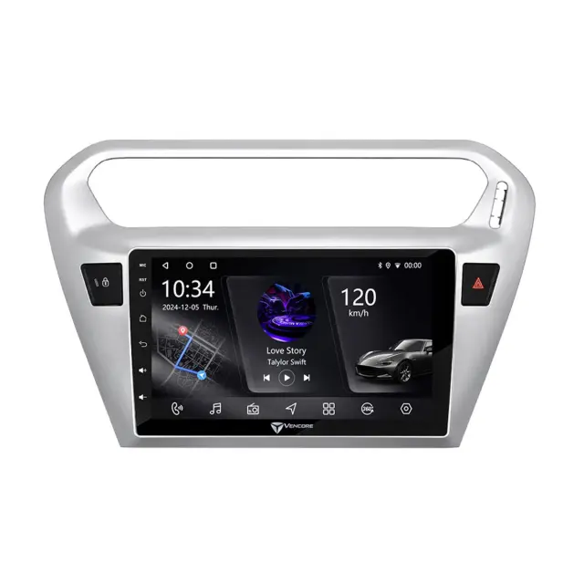 VenCore Οθόνη Multimedia Android 15 9" PX5S Octa-Core 2GB/32GB IPS με Πρόσοψη, CarPlay, Android Auto και Υποστήριξη Κάμερας 360° για Citroen C-Elysee 2012-2026 – Ασημί (3236-10005-0070S1) 2