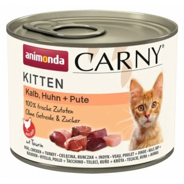 Animonda Carny Kitten Πατέ Με Μοσχάρι, Κοτόπουλο, Γαλοπούλα 200gr Μονόχρωμο