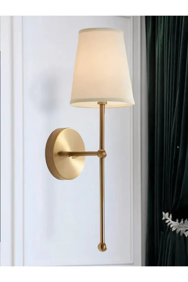 Stewehome Μοντέρνο φωτιστικό τοίχου με led και μπαταρία σε παλαιωμένο χρυσό και κρεμ απόχρωση Μπεζ