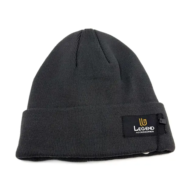 Γκρι Πλεκτός Σκούφος Beanie με Ρεβέρ - ONE SIZE