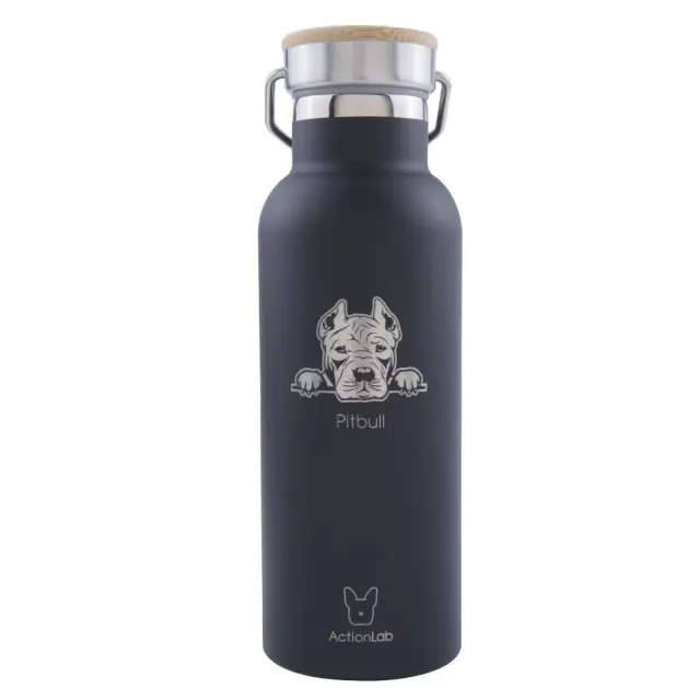 Eco Life Bamboo Thermos Bottle Pitbull Μαύρο 500ml Λευκό