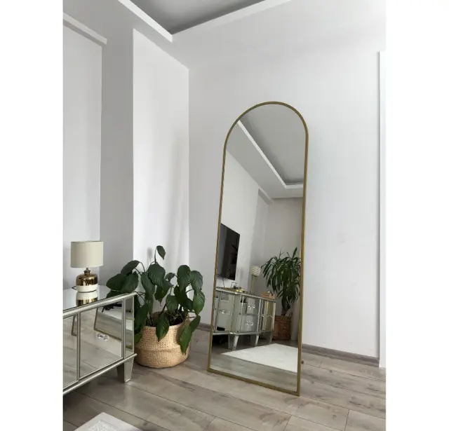 Stewehome Οβάλ καθρέφτης δαπέδου με πόδια χρυσού χρώματος 2