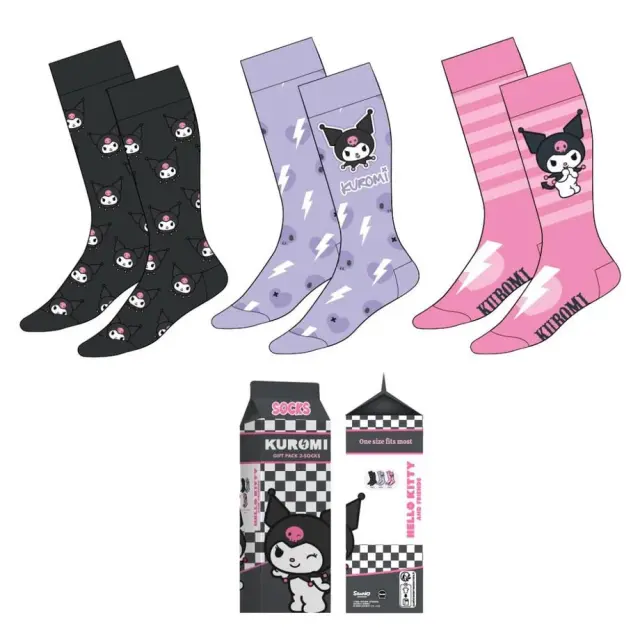 Σετ κάλτσες Hello Kitty Kuromi pack 3 adult socks size 36-43