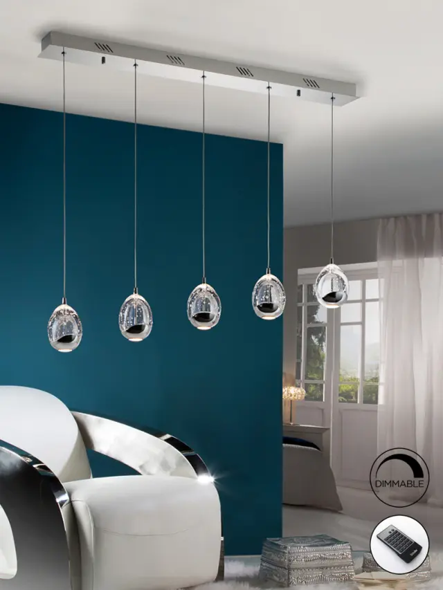 Rocio 783618D – Κρεμαστό LED Φωτιστικό 5 Φώτων Χρώμιο | Dimmable 25W 2400lm 3000K 3
