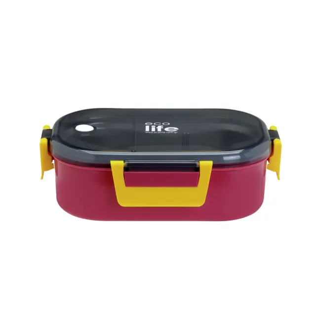Ecolife Δοχείο Φαγητού 900ml με Χώρισμα / Lunch Box (3 χρώματα) - Φούξια 3