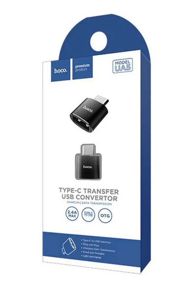Αντάπτορας Hoco UA5 USB-A σε USB-C OTG 2.4A Μαύρος 2