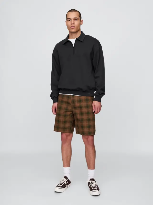 Σορτς από Καρό Καμβά Khaki plaid