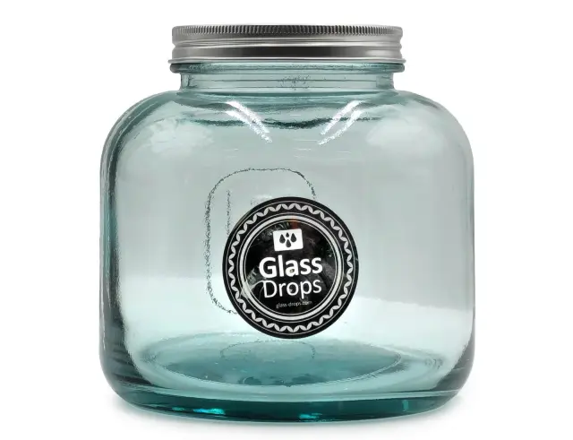 Δοχείο με καπάκι Glass Drops Storage (5796) Aπό 100% ανακυκλωμένο γυαλί, Xωρητικότητας 1500ml , Διαστάσεων Ø 15 x Υ 15 cm 5796 3