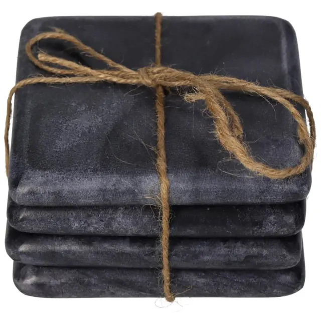 Σουβέρ Τετράγωνο Μαύρο Μάρμαρο 10x10x3.8cm Σετ 4Τμχ 2