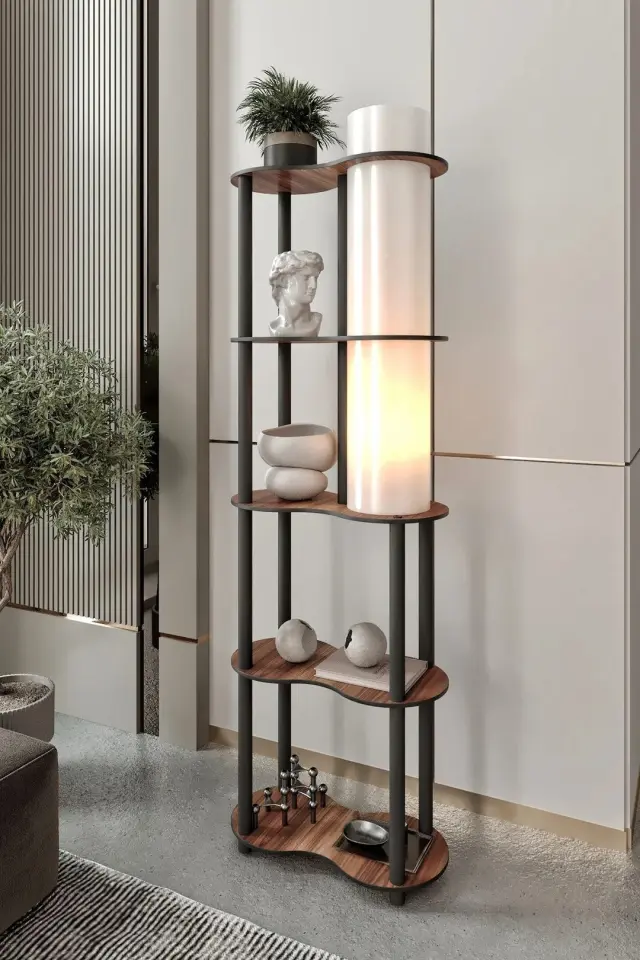 Stewehome Διακοσμητικό Φωτιστικό Δαπέδου με Ράφι 60x24x165 cm 3