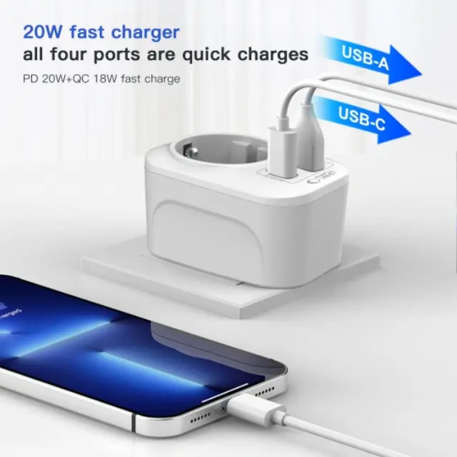 Tech-protect Ta100 Travel Adapter Uk To Eu White 2