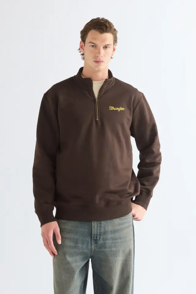 Wrangler Ανδρικό Φούτερ με Φερμουάρ 112387039 - Chocolate Torte - XL