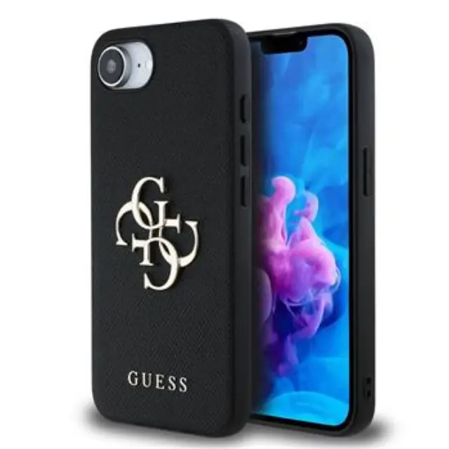 Guess PU Grained 4G Metal Logo Case for iPhone 16e/17e Black