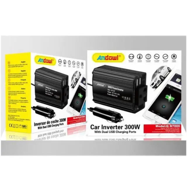 Andowl Inverter Αυτοκινήτου 300W με Διπλές USB Θύρες Φόρτισης Q-N7000 2